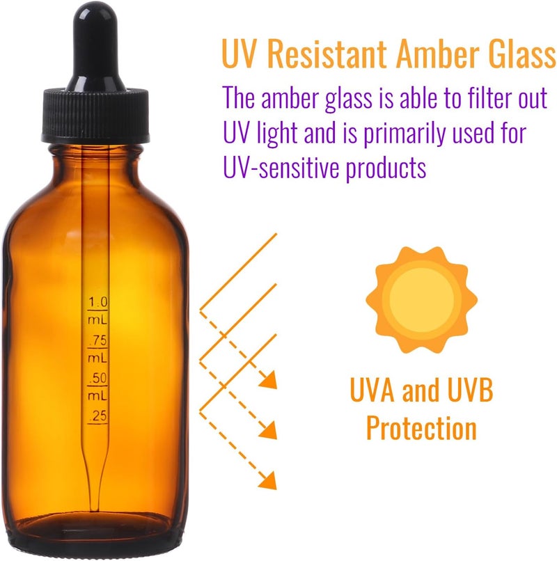 AuroTrends Amber Dropper Bottle 2 oz 24Pack, Glass Tincture Bottles with Dropper - Amber Glass Dropper Bottle 2 oz with Funnel/Stickers/Plastic Graduated Pipette (2fl.oz, Set of 24) - Image 4